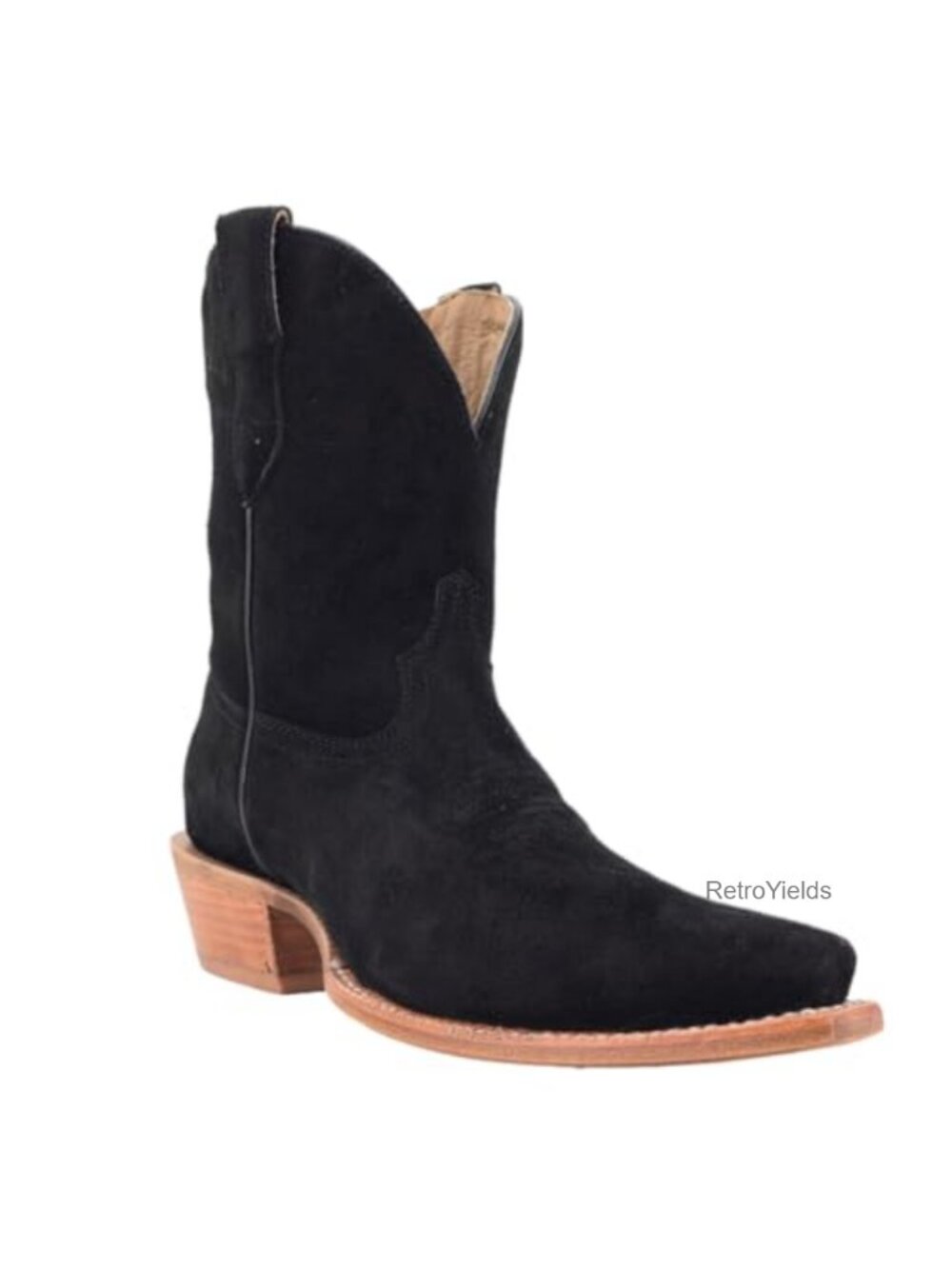 Rocky Roughout Snip Toe Western Boot Cowboy Heel 9" Shaft Leather